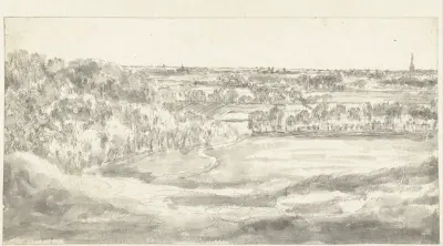 Uitgestrekt landschap gezien vanaf een heuvel