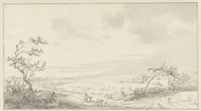 Uitgestrekt landschap met landweg