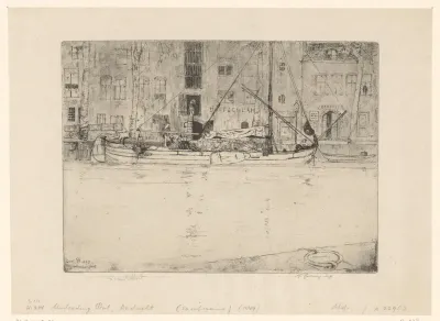 Uitladen van turf in de haven van Dordrecht