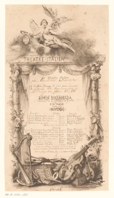 Uitnodiging en programma voor de opera 'Simon Boccanegra' in het Theatre Italien