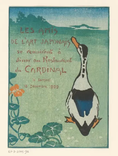 Uitnodiging voor een diner van Les Amis de l'Art Japonais, 18 december 1909