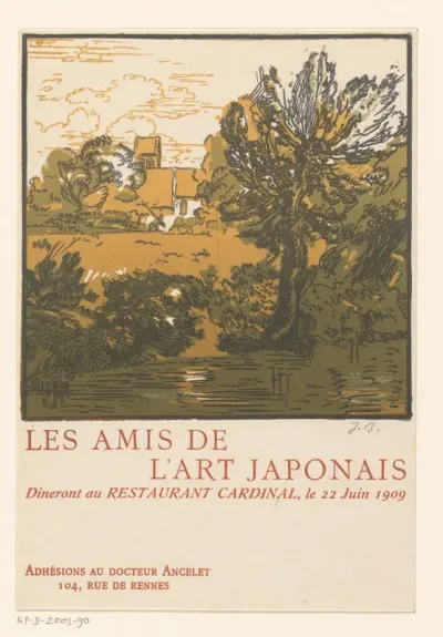 Uitnodiging voor een diner van Les Amis de l'Art Japonais, 22 juni 1909