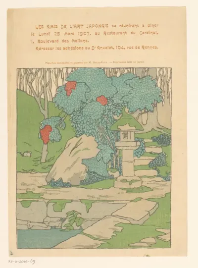 Uitnodiging voor een diner van Les Amis de l'Art Japonais, 25 maart 1907