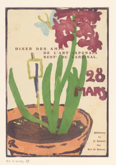 Uitnodiging voor een diner van Les Amis de l'Art Japonais, 28 maart 1909