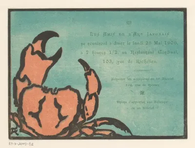 Uitnodiging voor een diner van Les Amis de l'Art Japonais, 28 mei 1906
