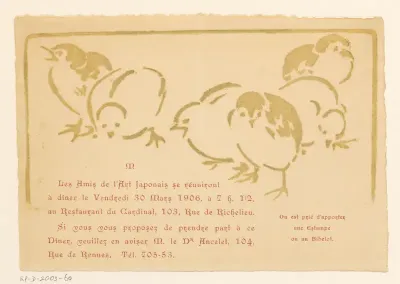 Uitnodiging voor een diner van Les Amis de l'Art Japonais, 30 maart 1906