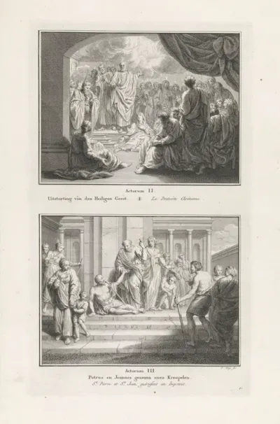 Uitstorting van de Heilige Geest / Petrus en Johannes genezen een verlamde man