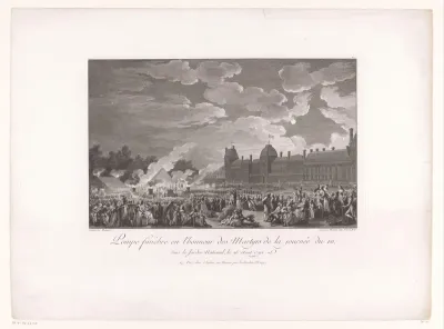 Uitvaartdienst in de Tuilerieën op 26 augustus 1792