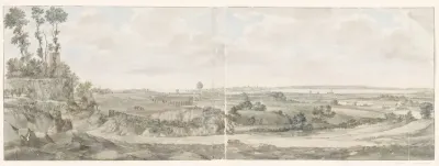 Uitzicht met in het midden de trappen van het theater in Syracuse