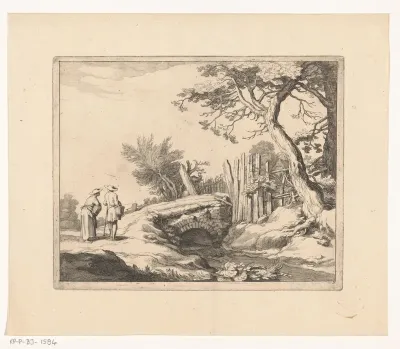 Uitzicht met stenen brug