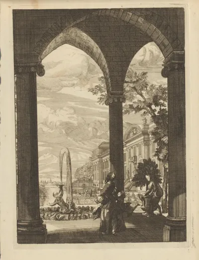 Uitzicht op paleis vanuit vestibule
