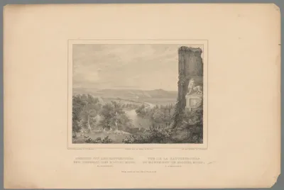 Uitzicht vanaf de Kauzenburg en het monument van Michel Mort