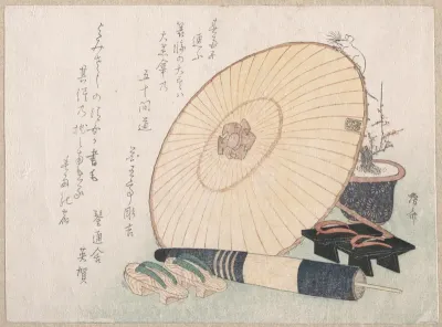 Umbrellas and Geta (Japanese Wooden Sandals)