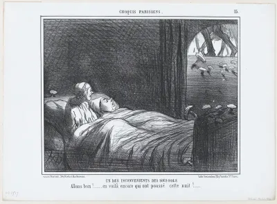 Un des inconvénients des sous-sols, from Croqius Parisiens, published in Le Charivari, November 26, 1856
