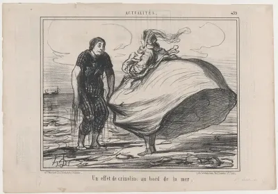 Un effet de crinoline au bord de la mer, from Actualités, published in Le Charivari, September 17, 1857