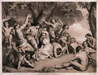 Una is surrounded by fauns and satyrs in a forest