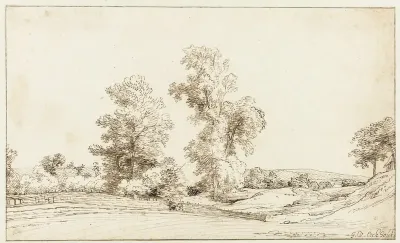 Undulating Landscape with Two Tall Trees