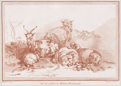 Une chèvre et quatre moutons