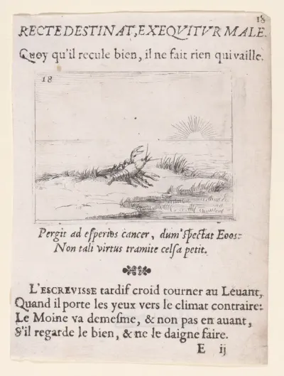 Une Ecrevisse Regardant Le Soleil (A Crayfish Looking at the Sun), plate 18 from "Lux Claustri ou La Lumière du Cloitre" (The Light of the Cloisters)