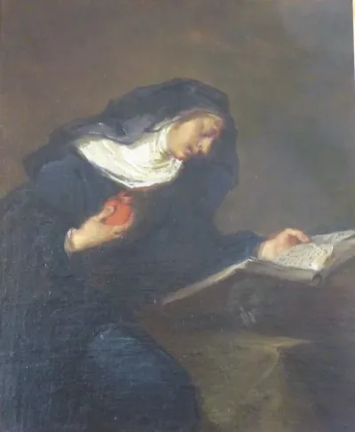 Une sainte lisant (Sainte Gertrude la Grande ?)