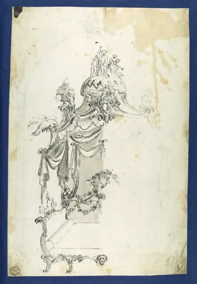 Unfinished Design for a Bed, in Chippendale Drawings, Vol. I