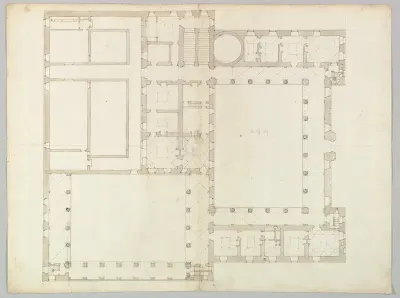 Unidentified building, plan (recto) blank (verso)