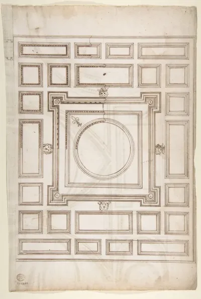 Unidentified, ceiling plan (recto); Palazzo Farnese, ceiling plan (verso)