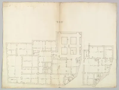 Unidentified palace, plan (recto) blank (verso)