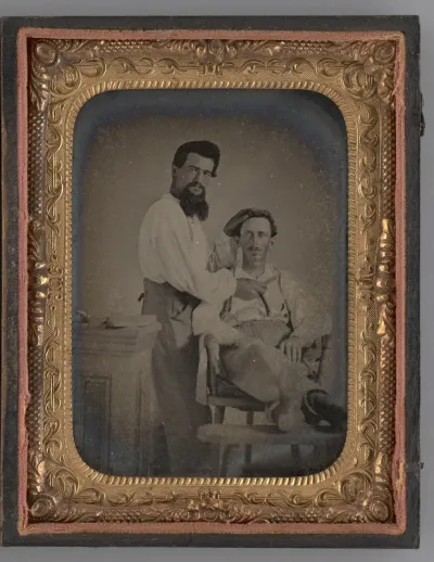 Untitled (Portrait of Two Men; a Barber and Client)
