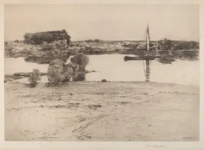 Untitled (River Scene with Boat)