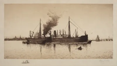Untitled (Steamship In Boston Harbor)