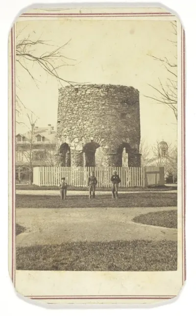 Untitled (stone turret with boys)
