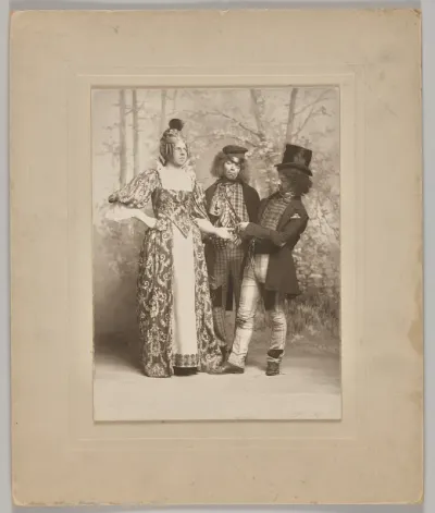 Untitled (theatrical scene with 3 figures: the palm reader)