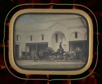 Untitled (Three Men and Horse-Drawn Carriage)