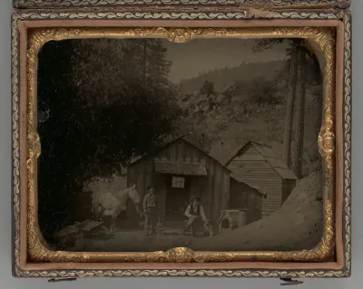 Untitled (Two Miners in Front of a Shack)