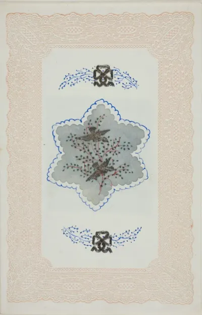 Untitled Valentine (Silver Birds on Blue)