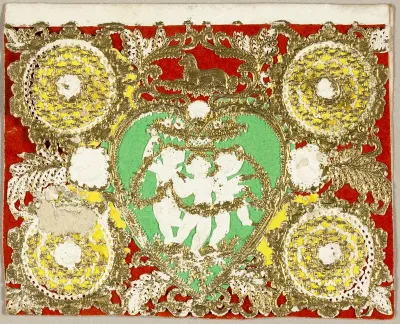 Untitled Valentine (Three Putti in Green Heart)