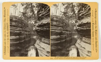 Up the Channel at Steamboat Rock from a Steamer, No. 1076 from the series "In and About the Dells of the Wisconsin River"