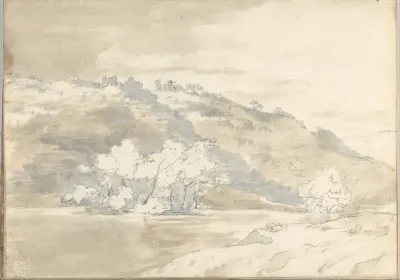 Upon the Tiber, near Rome (Smaller Italian sketchbook, leaf 33 recto)
