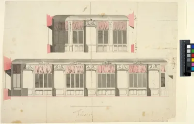 Uppsala University Library at Gustavianum. Wall elevations of the southern library room