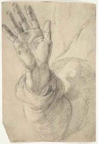 Upraised Right Hand, with Palm Facing Outward: Study for Saint Peter