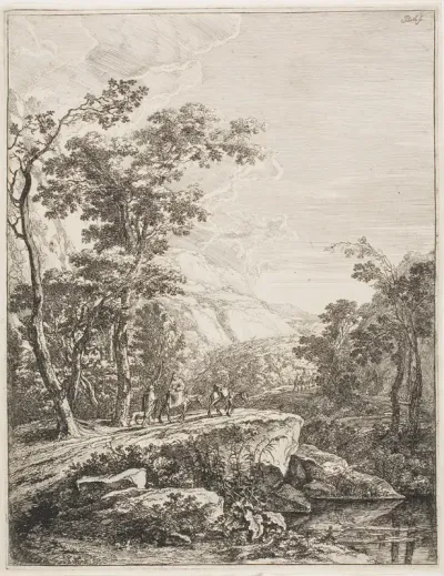 Upright Italian Landscapes: Woman on a Mule