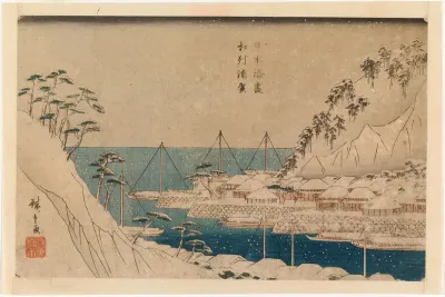 Uraga Harbour in Snow, from Nihon minato zukushi
