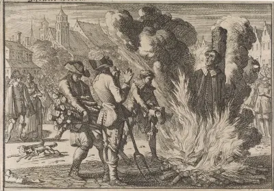 Urbain Grandier te Loudun levend verbrand wegens hekserij, 1634