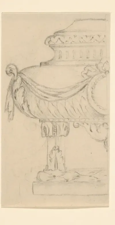 Urn met guirlande en medaillon