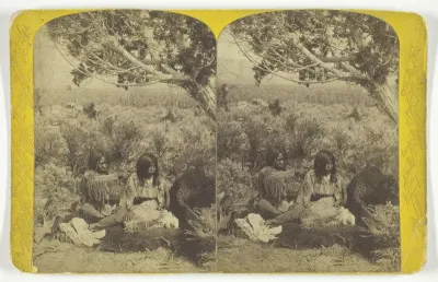 Utah Ute Indian and Lady "Courting" in N.E. Utah, from the U.S. Topographical and Geological Survey of the Colorado River of the West