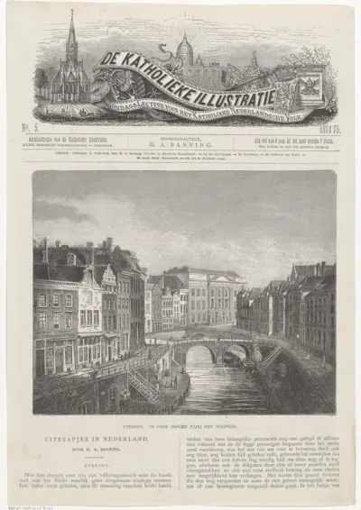 Utrecht. De Oude Gracht nabij het stadhuis