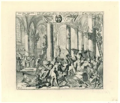Utrechtse Dom van alle protestantse objecten ontdaan en opnieuw ingezegend als een katholieke kerk, 1672