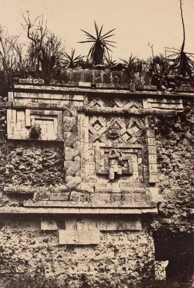 Uxmal, Indian Bas Relief, Nun's Palace  (Uxmal, Bas Relief de l'Indien, Palais des Nonnes), plate 44 from the album "Cités et Ruines Américaines, Gide Paris" (1863)