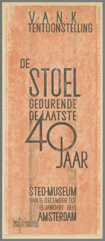 V.A.N.K. Tentoonstelling. De stoel gedurende de laatste 40 jaar. Sted. Museum van 15 december tot 13 Januari 1935 Amsterdam